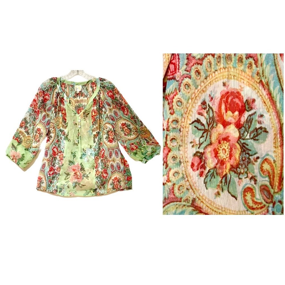 Blouse with Roses & Vintage Filigree Florals ~ Romantic ~ Shabby Chic